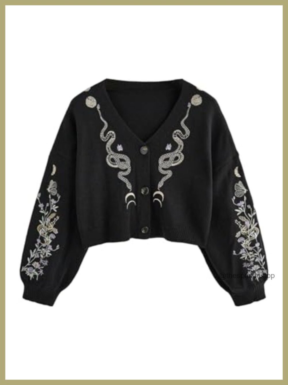 Women's Goth Butterfly Floral Cropped Cardigan Sweater